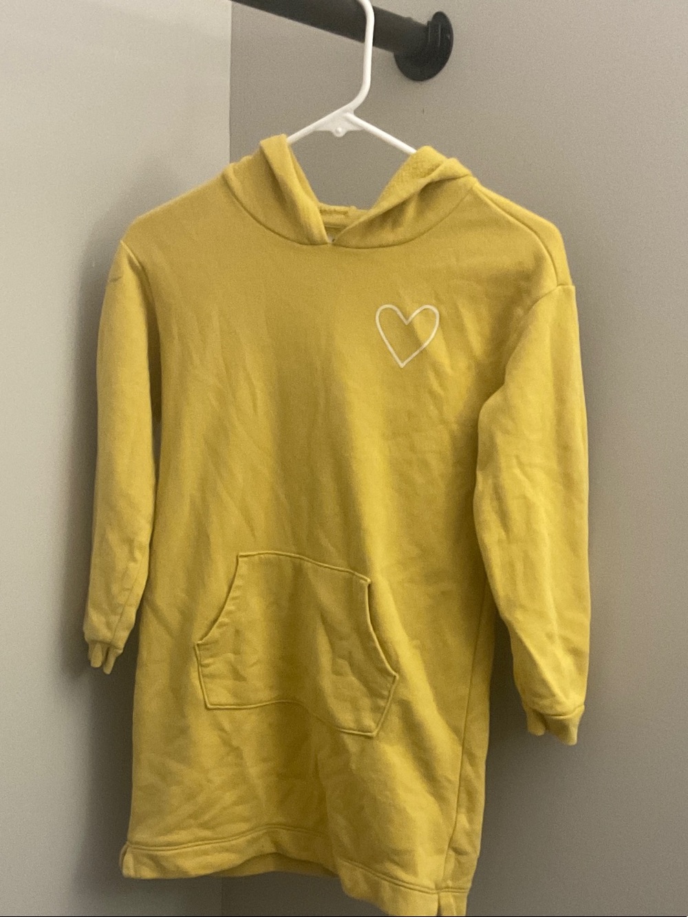 Old Navy Yellow Girls Hoodie Dress with Heart